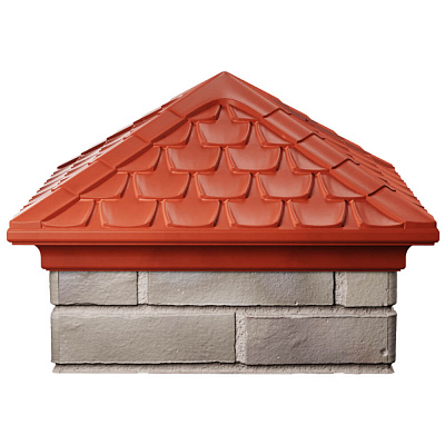 Колпак на столб забора ELBRUS Красный 1,5х1,5 кирпича Черепица фото 1