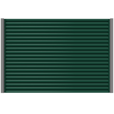 Секция забора жалюзи из ламелей еврожалюзи RAL6005 Зеленый Мох с металлическими столбами анфас