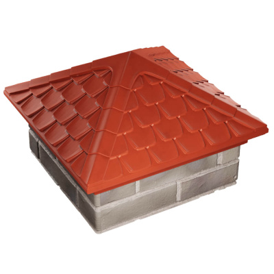 Колпак на столб забора ELBRUS Красный 1,5х1,5 кирпича Черепица фото 3