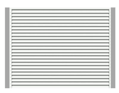 Секция забора жалюзи из ламелей жалюзи ЭКО-Z RAL9003 Белый с металлическими столбами анфас